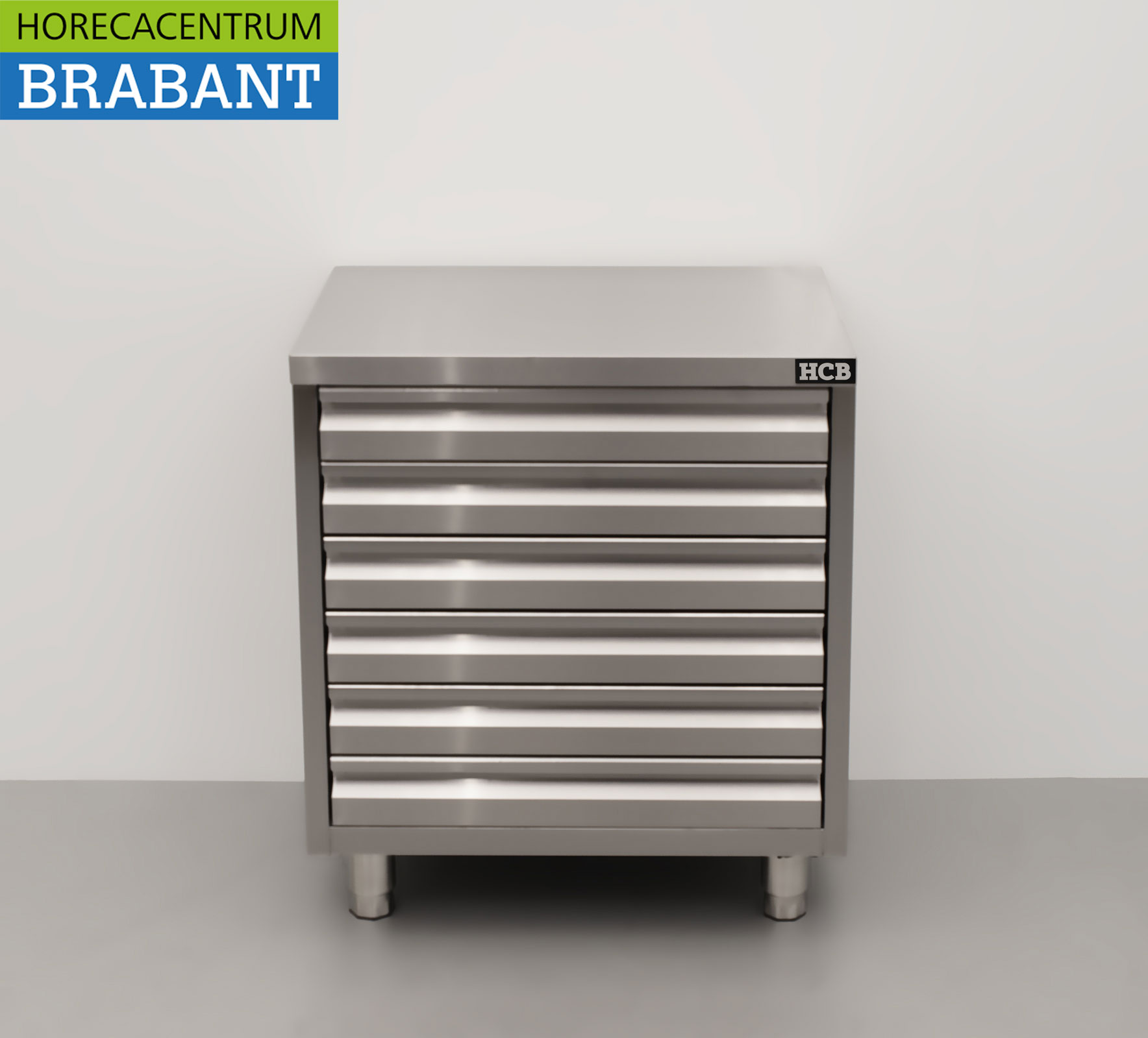 HCB Stainless Steel Work Cabinet Premium-line Drawer Cabinet 6 drawers for dough 70 cm Catering Pizzeria Bakery