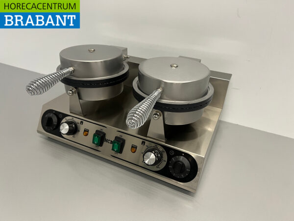 Stainless steel Double Waffle Iron with timer syrup waffle ice cream cone 230V Catering - Image 2