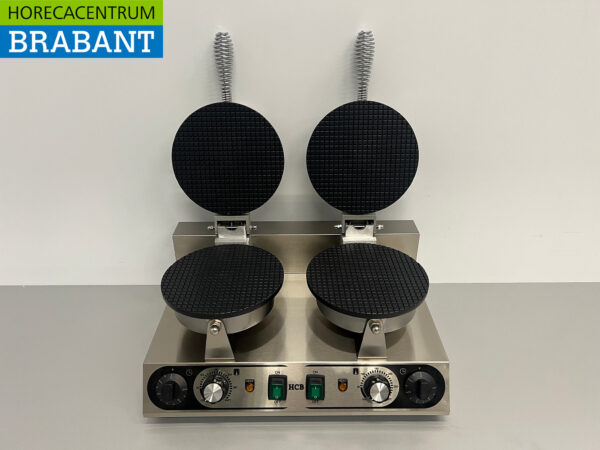 Stainless steel Double Waffle Iron with timer syrup waffle ice cream cone 230V Catering - Image 4