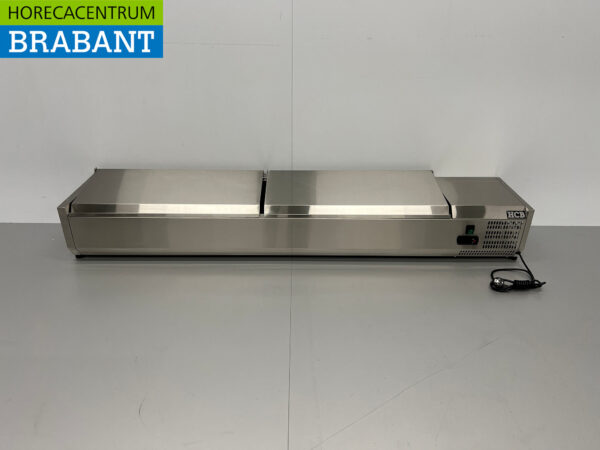 Stainless steel Top-up display case Top-up refrigerated display case saladière 9 x 1/4 GN 180 cm Horeca