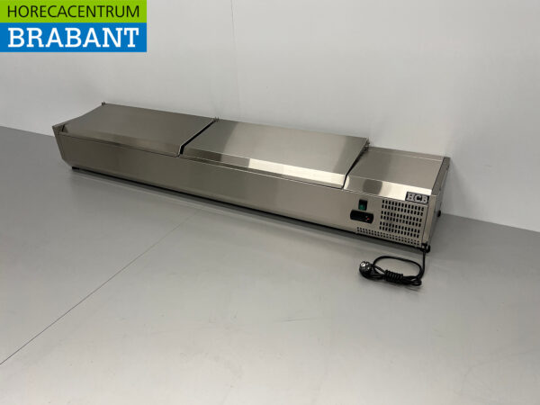 Stainless steel Top-up display case Top-up refrigerated display case saladière 9 x 1/4 GN 180 cm Horeca - Image 2