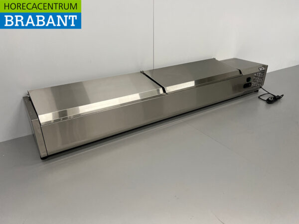 Stainless steel Top-up display case Top-up refrigerated display case saladière 9 x 1/4 GN 180 cm Horeca - Image 3