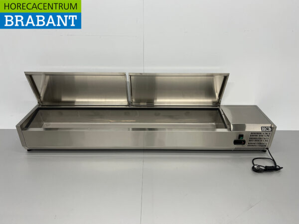 Stainless steel Top-up display case Top-up refrigerated display case saladière 9 x 1/4 GN 180 cm Horeca - Image 4