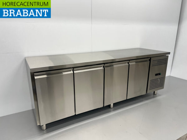 Stainless steel Refrigerated Workbench 4 doors 223 cm 230V Catering - Image 3