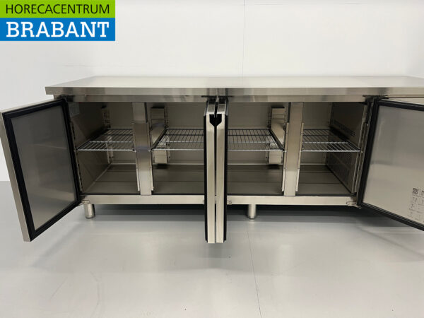Stainless steel Refrigerated Workbench 4 doors 223 cm 230V Catering - Image 4
