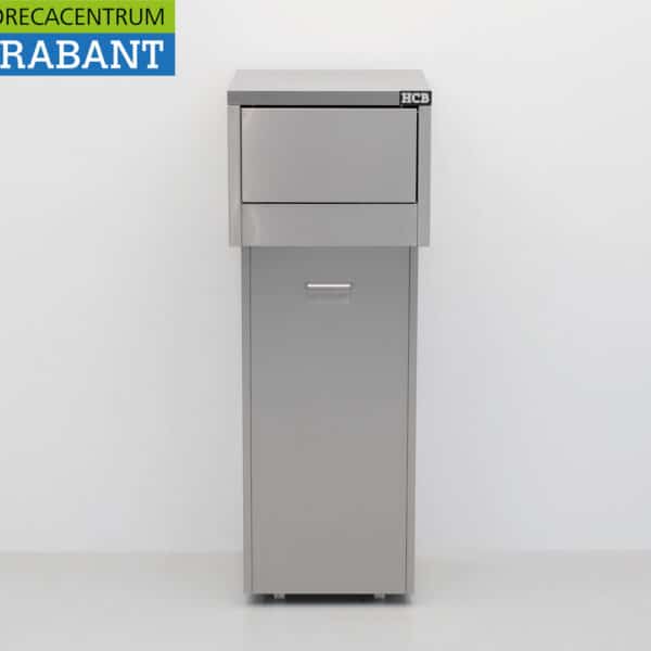 HCB Stainless Steel Mobile Trash Can, Waste Bin, Premium Line, Push-Top Lid, 130 Liters, Food Service