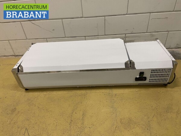 Stainless steel Top-up display case Top-up refrigerated display case saladière 3 x 1/3 and 1 x 1/2 GN 120 cm Horeca