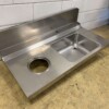Stainless steel Feed Sheet Sink with waste hole 120 x 70 cm Catering - Image 4