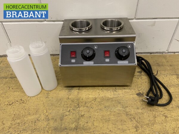 HCB Stainless Steel Sauce Warmer Bottle Warmer 2 x 950 ml Chocolate Cheese Jam Whiskey 230V Horeca