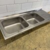 Stainless steel Sink Sheet Double Sinks 180 x 70 cm Catering - Image 2