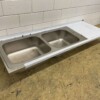 Stainless steel Sink Sheet Double Sinks 210 x 70 cm Catering - Image 2