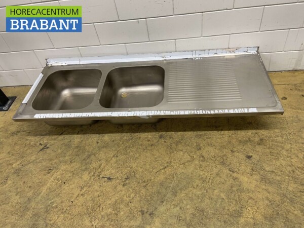 Stainless steel Sink Top Double Sinks 190 x 70 cm Catering