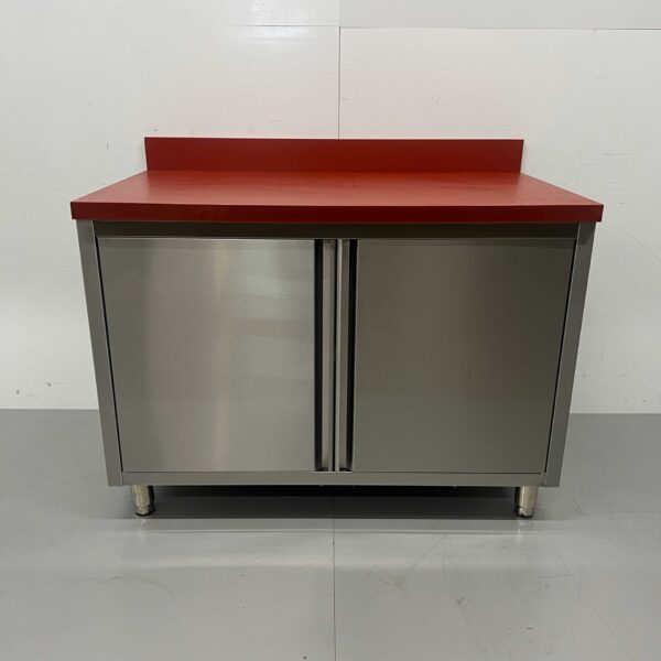 Stainless steel Polyethylene PE Work Cabinet Cabinet Cutting Table 2 folding doors 120 cm Catering Butchery