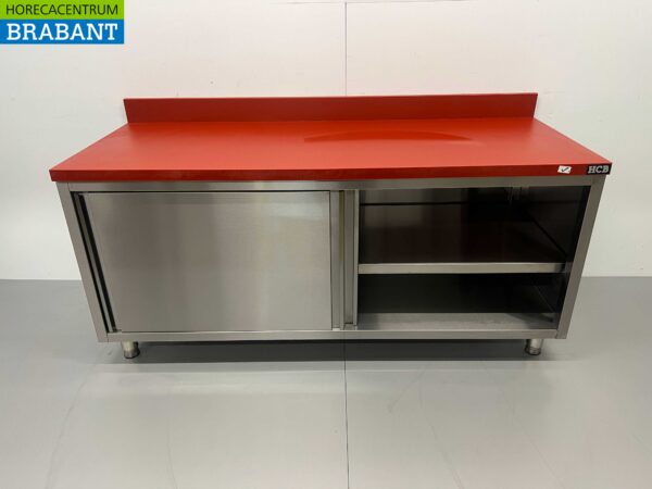 Stainless steel Polyethylene PE Work Cabinet Cabinet Cutting Table Premium-line 2 sliding doors 180 cm Catering Butchery - Image 4