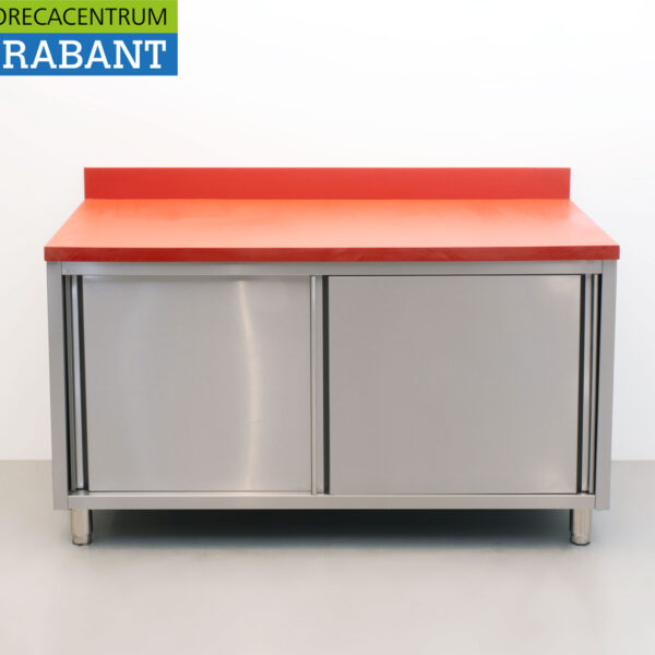 Stainless steel Polyethylene PE Work Cabinet Cabinet Cutting Table Premium-line 2 sliding doors 150 cm Catering Butchery