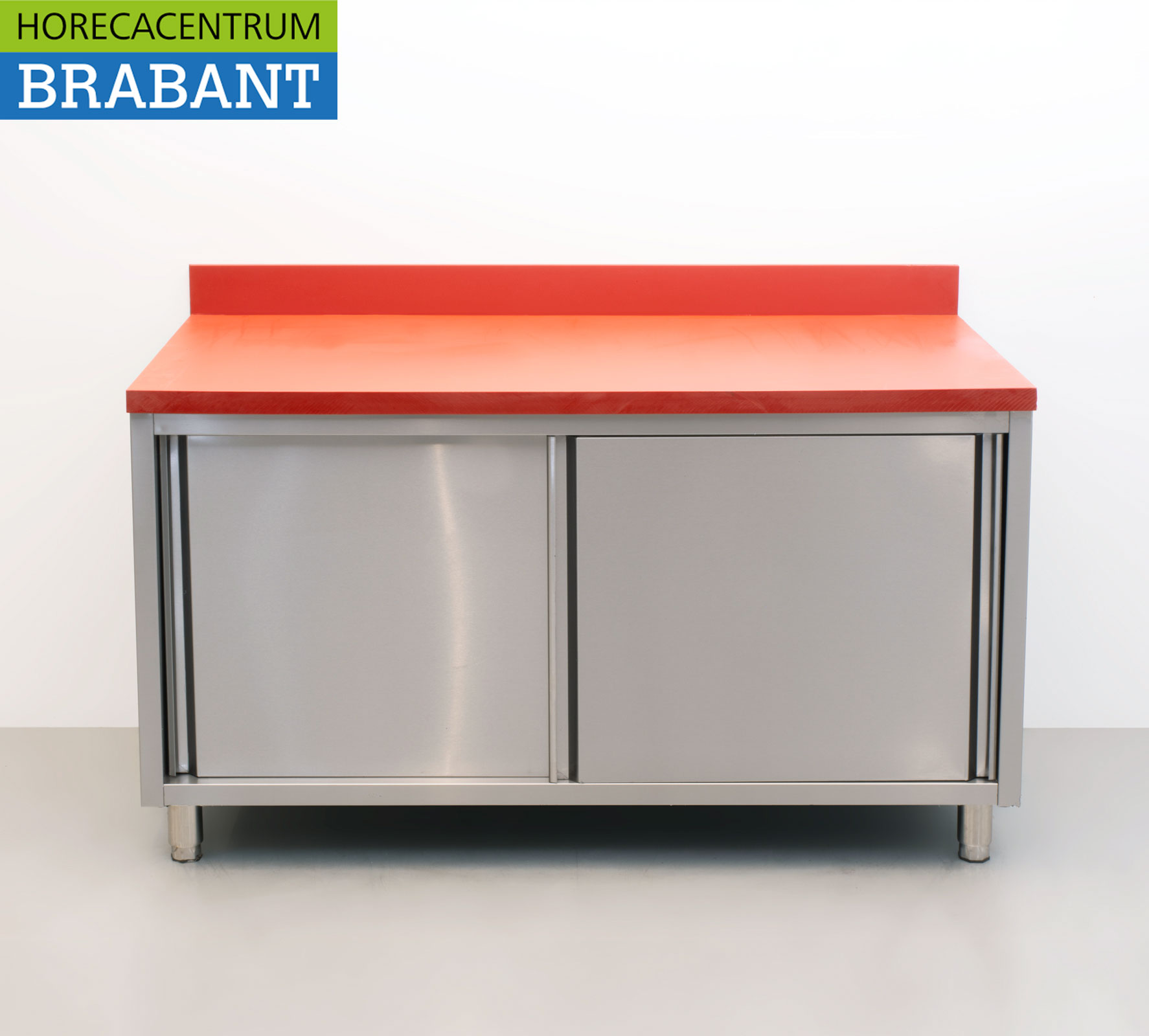 Stainless steel Polyethylene PE Work Cabinet Cabinet Cutting Table Premium-line 2 sliding doors 150 cm Catering Butchery