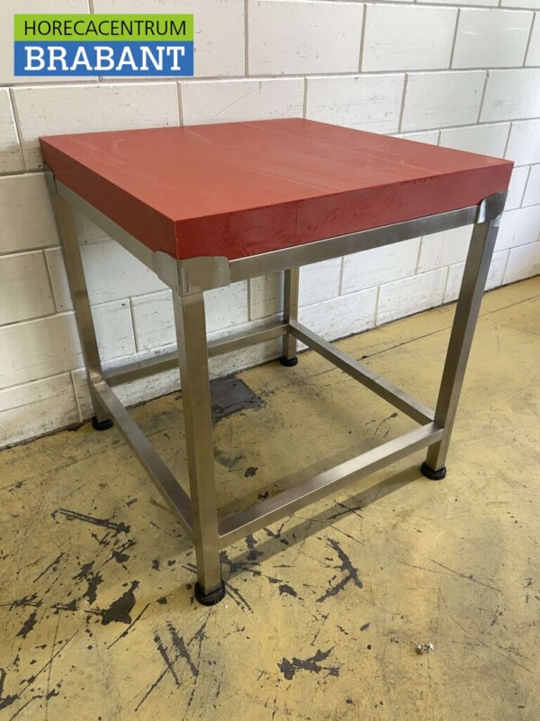 Stainless steel HCB Polyethylene PE Chopping block 80 x 80 cm Catering Butchery - Image 4