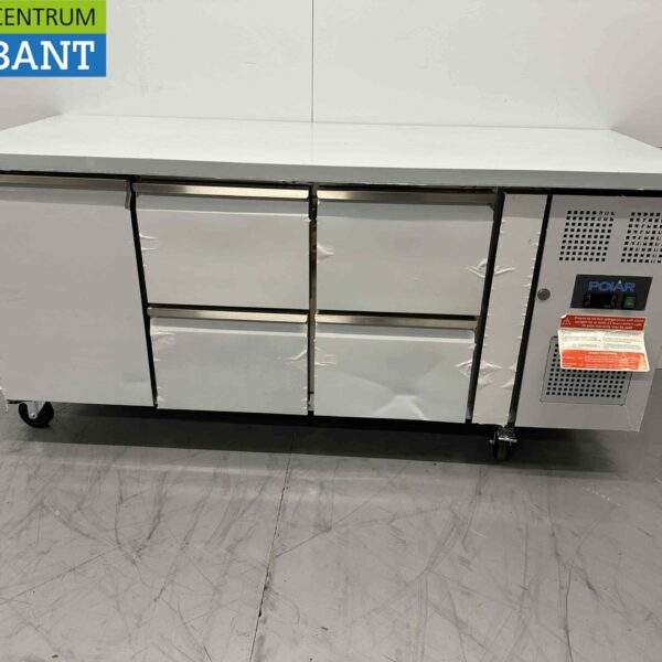 Stainless steel Polar Refrigerated Workbench 1 door and 4 drawers 179,5 cm 230V Horeca