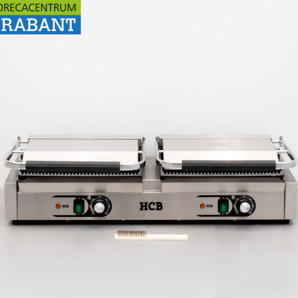 HCB Stainless Steel Double Contact Grill Panini Grill XXL Ribbed 230V Catering