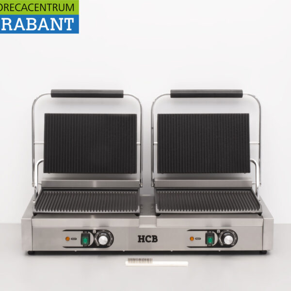 HCB Stainless Steel Double Contact Grill Panini Grill XXL Ribbed 230V Catering
