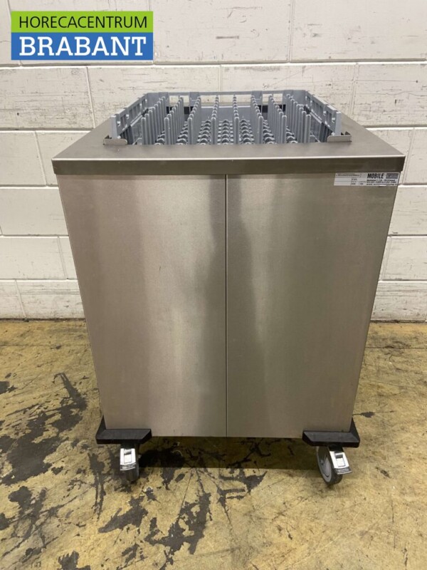 Stainless steel Mobile Waskrattenwagen Waskrattendispenser 50 x 50 cm 230V Horeca