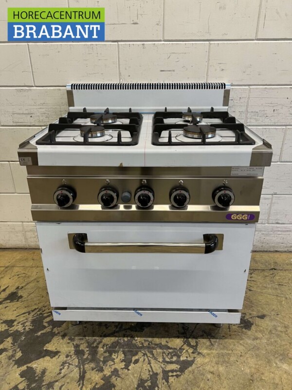 Stainless steel Berto's 4 burner Gas stove with oven 80 cm GAS Horeca