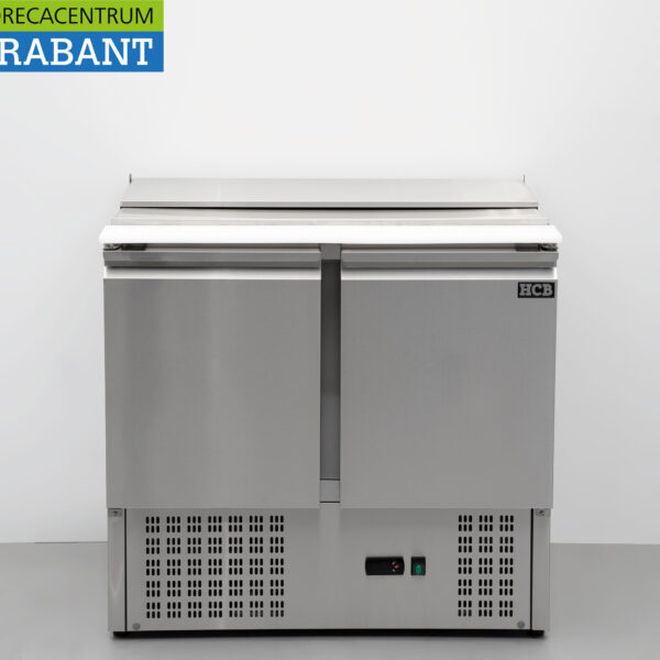 HCB stainless steel Saladette Refrigerated Workbench 2 doors 1/1 GN 90 cm 230V Horeca