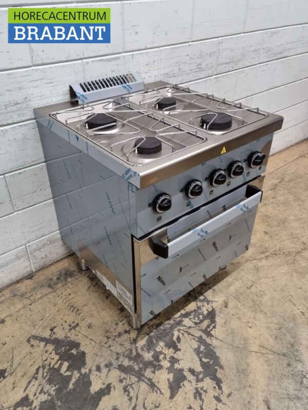 Stainless steel MBM Dexion 4 burner stove Gas stove with gas oven 70 cm GAS Horeca - Image 4
