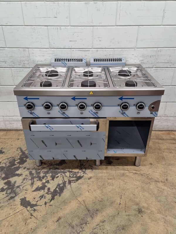 Stainless steel MBM Dexion 6 burner stove Gas stove with gas oven 110 cm GAS Horeca