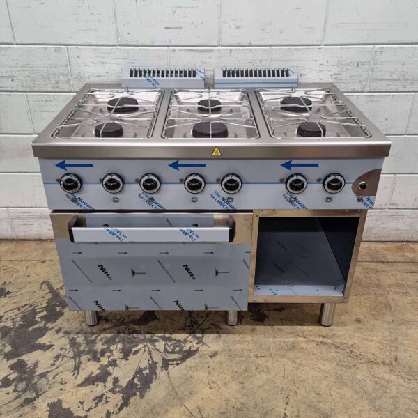 Stainless steel MBM Dexion 6 burner stove Gas stove with gas oven 110 cm GAS Horeca