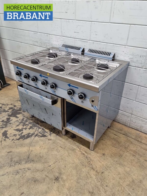 Stainless steel MBM Dexion 6 burner stove Gas stove with gas oven 110 cm GAS Horeca - Image 3