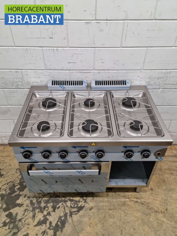 Stainless steel MBM Dexion 6 burner stove Gas stove with gas oven 110 cm GAS Horeca - Image 4