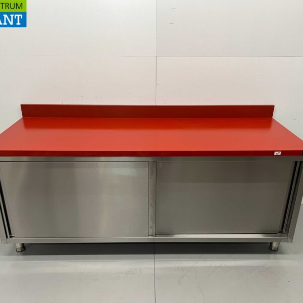 Stainless steel Polyethylene PE Work Cabinet Cabinet Cutting Table Premium-line 2 sliding doors 200 cm Catering Butchery