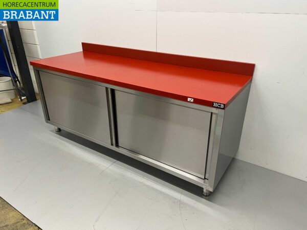 Stainless steel Polyethylene PE Work Cabinet Cabinet Cutting Table Premium-line 2 sliding doors 200 cm Catering Butchery - Image 3