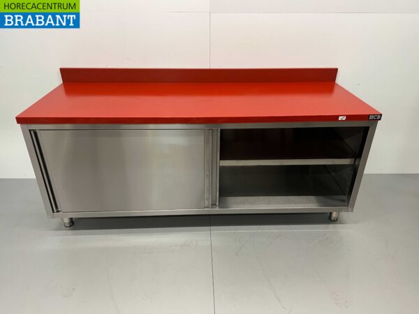 Stainless steel Polyethylene PE Work Cabinet Cabinet Cutting Table Premium-line 2 sliding doors 200 cm Catering Butchery - Image 4