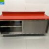 Stainless steel Polyethylene PE Work Cabinet Cabinet Cutting Table Premium-line 2 sliding doors 200 cm Catering Butchery - Image 5