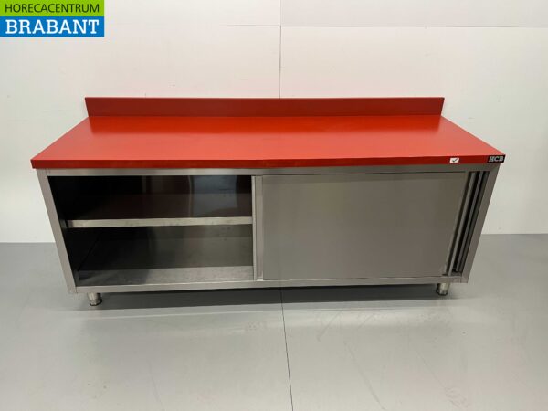 Stainless steel Polyethylene PE Work Cabinet Cabinet Cutting Table Premium-line 2 sliding doors 200 cm Catering Butchery - Image 5