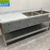 Stainless steel Sink Table double sinks Premium-line Welded model 200 cm Catering - Image 3
