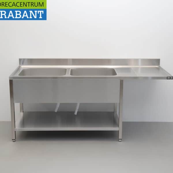 HCB Stainless Steel Sink with Double Basins, Premium Line, 200 cm, Food Service