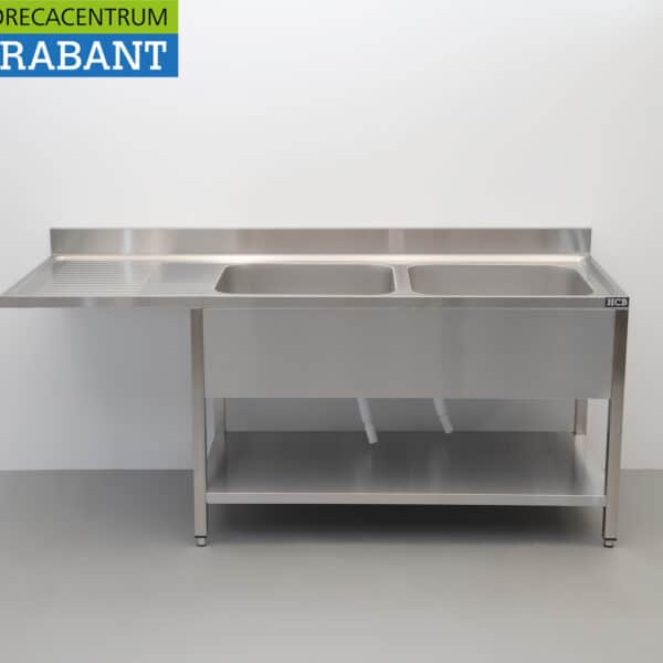 HCB Stainless Steel Sink with Double Basins, Premium Line, 200 cm, Food Service