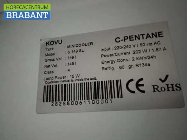 Kovu Refrigerator Cooling 149 liters 230V Catering - Image 5