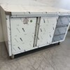 Stainless Steel Work Cupboard Cabinet Work Table 2 folding doors and 3 drawers 140 cm Hospitality - Image 3