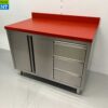 Stainless steel HCB Polyethylene PE Work Cabinet Cabinet Cutting Table 2 folding doors 3 drawers 120 cm Catering Butchery - Image 2