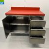 Stainless steel HCB Polyethylene PE Work Cabinet Cabinet Cutting Table 2 folding doors 3 drawers 120 cm Catering Butchery - Image 4