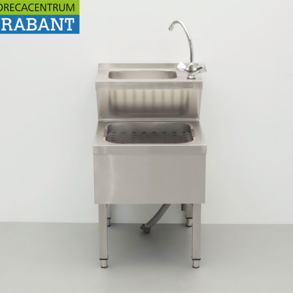 HCB Stainless Steel Double Sink Sink Pouring Tray combi Faucet 50.5 cm Catering