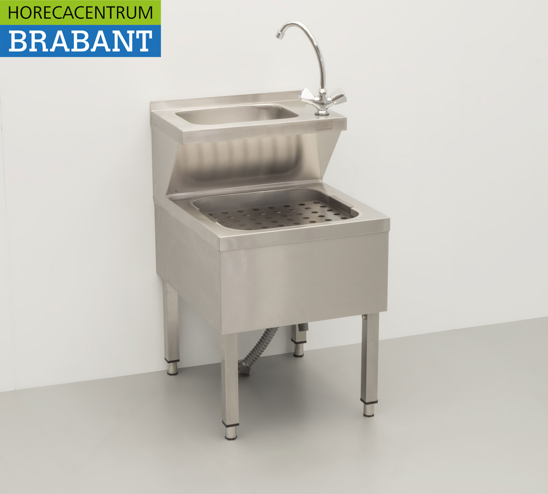 HCB Stainless Steel Double Sink Sink Pouring Tray combi Faucet 50.5 cm Catering - Image 3