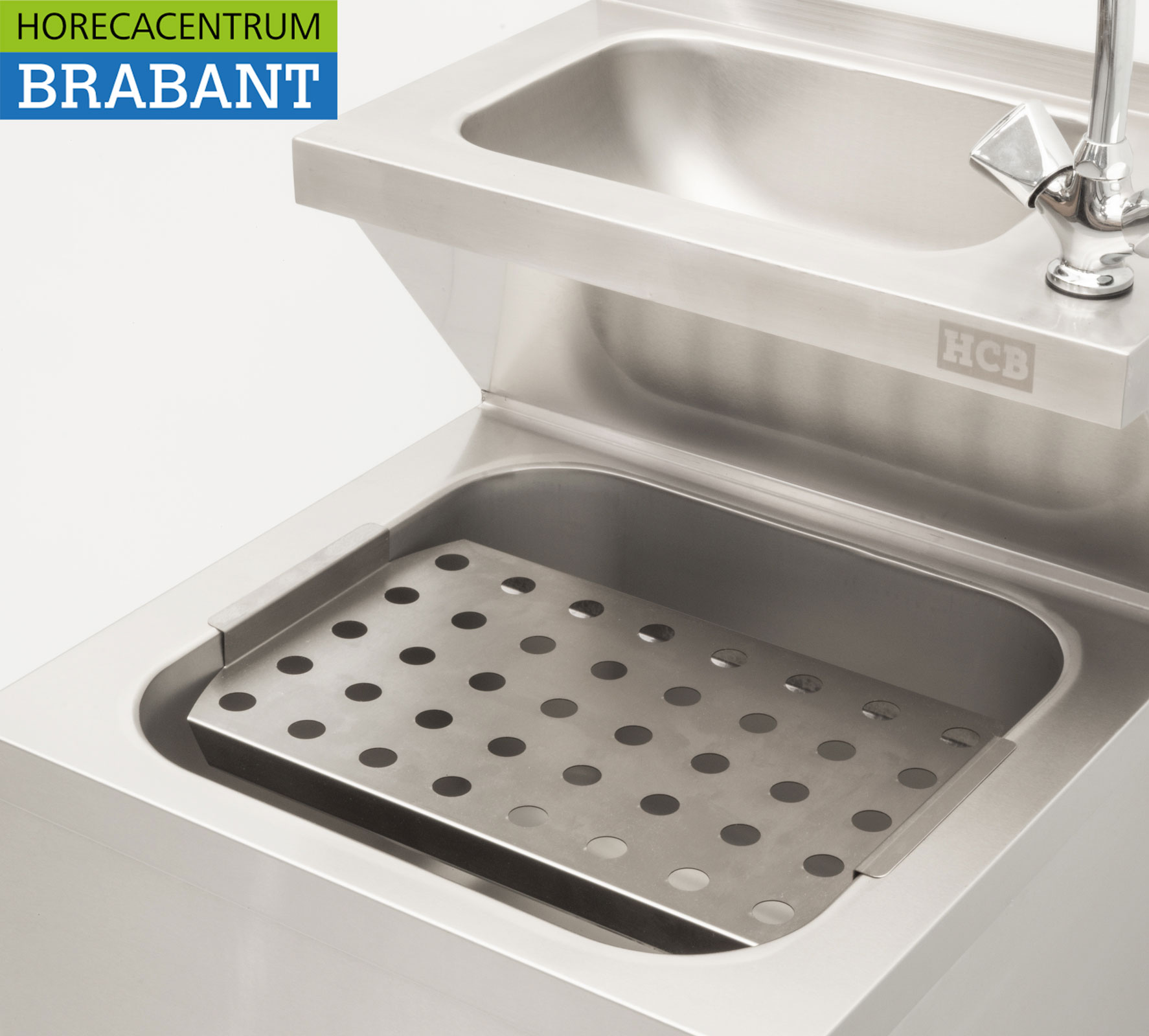 HCB Stainless Steel Double Sink Sink Pouring Tray combi Faucet 50.5 cm Catering - Image 5