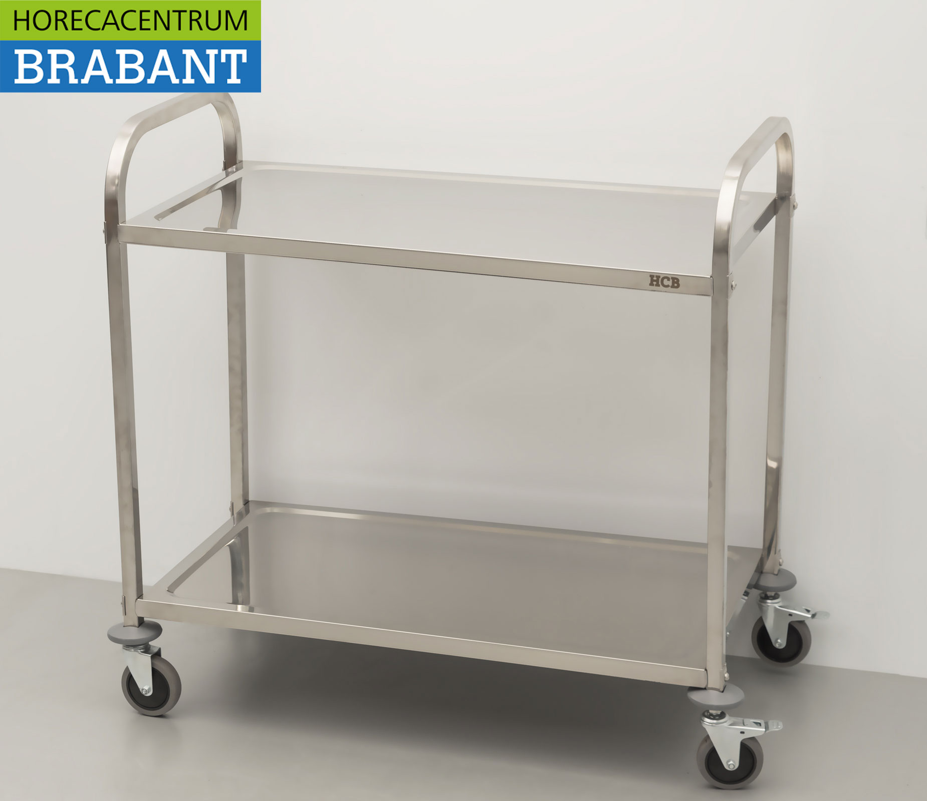 HCB stainless steel Serving trolley 2 tiers 95 cm Catering - Image 2