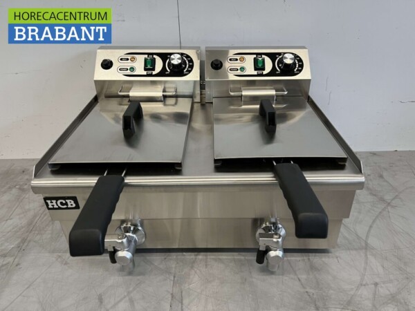 Stainless steel Double Fryer Fryer Drain Tap 2 x 10 liters 2 x 230V Horeca