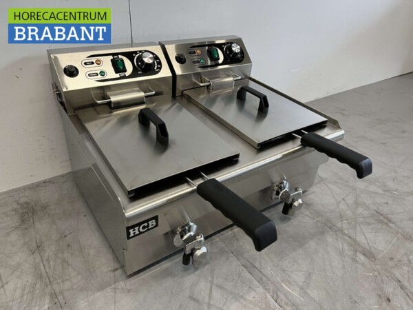 Stainless steel Double Fryer Fryer Drain Tap 2 x 10 liters 2 x 230V Horeca - Image 3